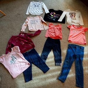 Girls short and long sleeve shirts && denim paints
